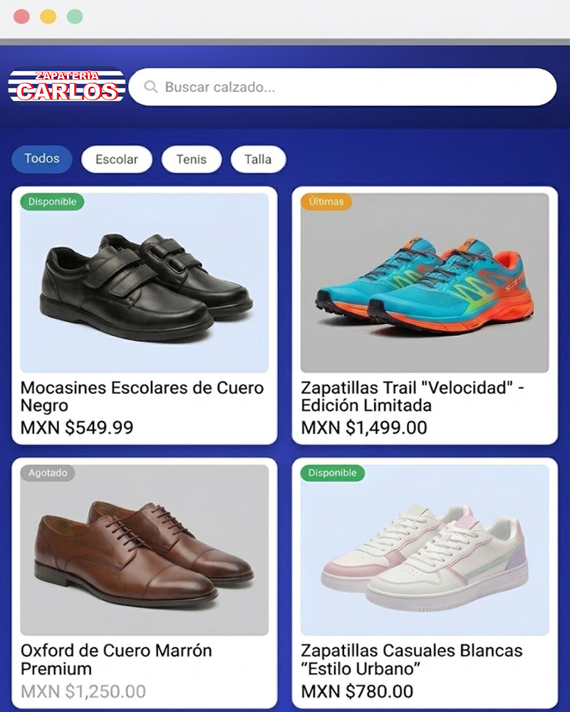 Catálogo con filtros — Zapatería Carlos